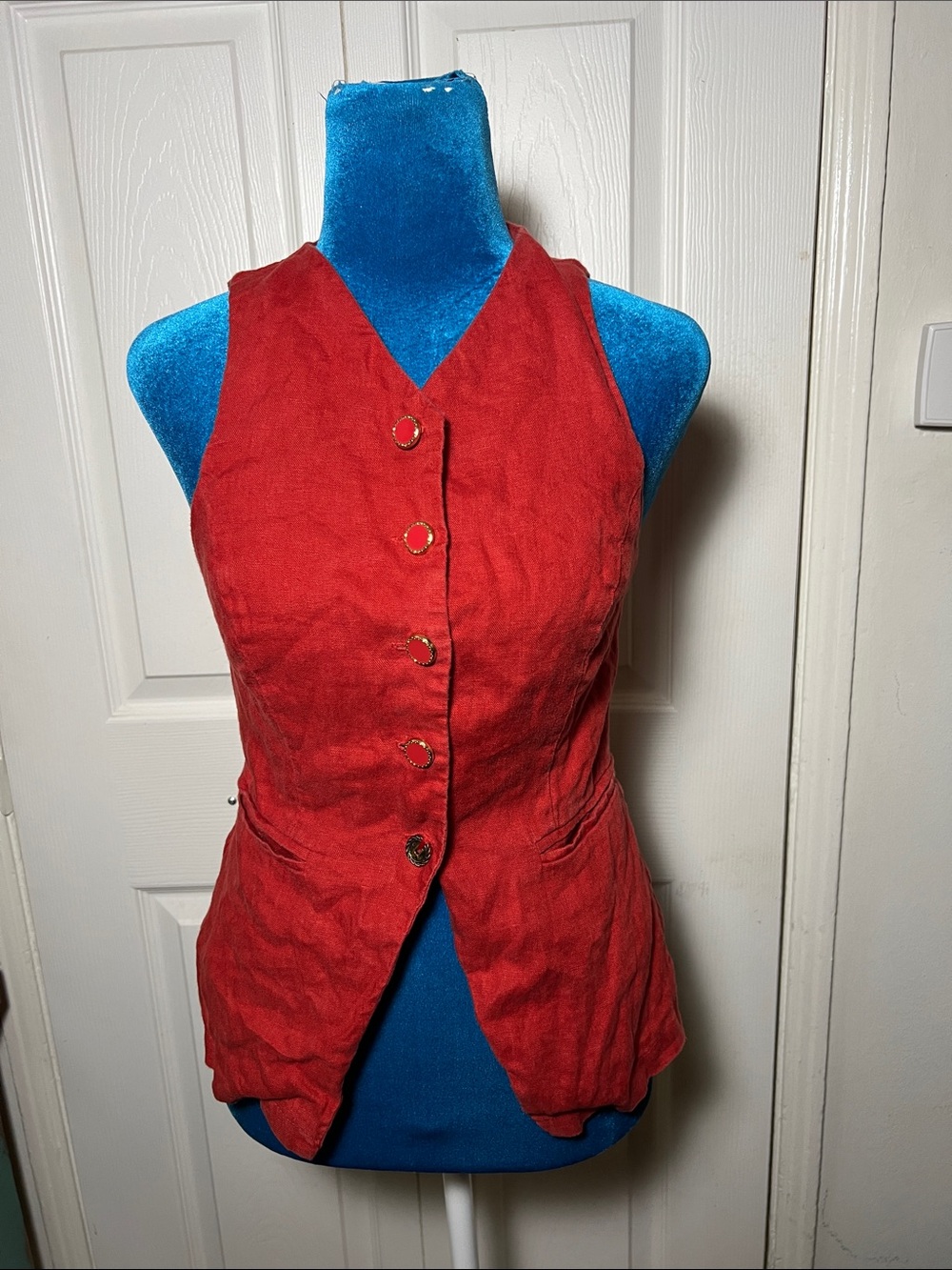 Reformation Linen Red Sleeveless Vest Women’s 0
